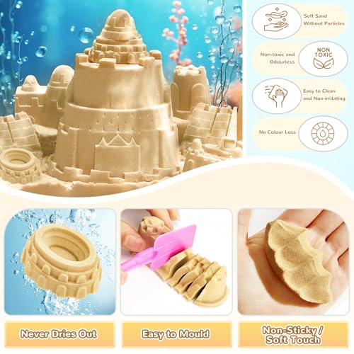 UPDOKIT Magic Sand Für Kinder, Spielsand für Sandkasten, Sand Baustelle mit 5 Baustellen Fahrzeuge und 35 Zubehörteilen,Sandspielzeug für Jungen ab 3 4 5 6 7 8 9 10