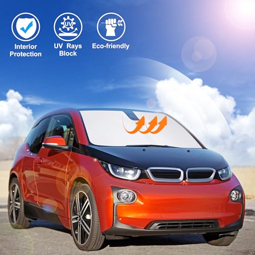Image of Windshield Sun Shade Custom Fit for 2014-2022 BMW i3 Accessories Foldable Sunshade Sun Blocker Protect Car from Sun Rays & Heat Damage Keep Car Cooler