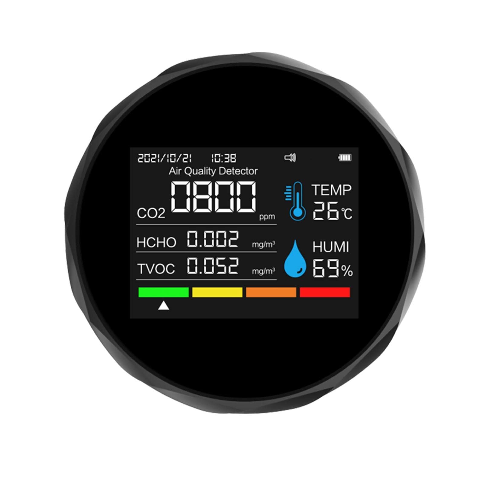 6-in-1 CO2 Monitor Indoor | Air Quality Meter with Data Time | Phone Connectable Carbon Dioxide Detector for Grow Room Home Office(Preto)-image-19