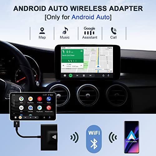 Teeran Adaptador automotivo Android sem fio para carros Android com fio de fábrica, Plug & Play, fác