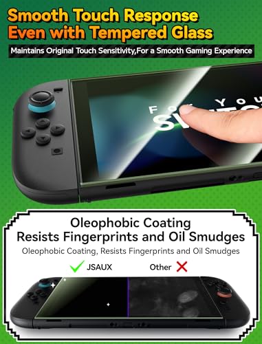 Image of JSAUX 2-Pack 97% Blue Light Blocking Tempered Glass Screen Protector for Nintendo Switch 2, Easy to Install with Guide Frame, Eye Strain Relief, 9H Hardness Scratch Resistant Accessories for Switch2