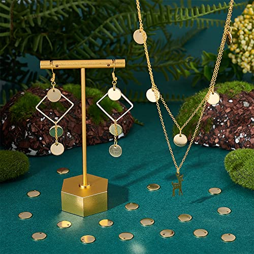UNICRAFTALE About 100pcs 304 Stainless Steel Charms Flat Round Pendant Stamping Blank Tag Charms Golden Pendant Small Hole Charms for Necklace Earring Jewlery Making Hole 1.5mm - Image 4
