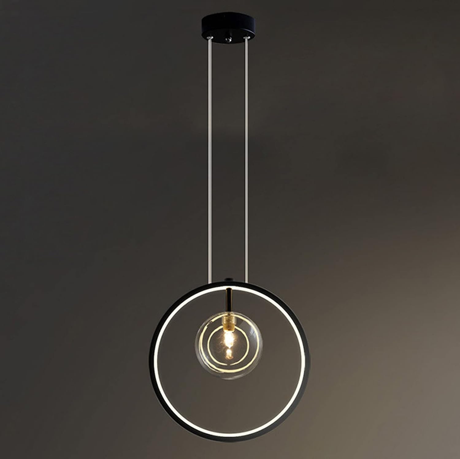 Black LED Light Glass Bubble Lampshade Modern Dining Room Cloth Store Hanging Lighting G9 Bulb