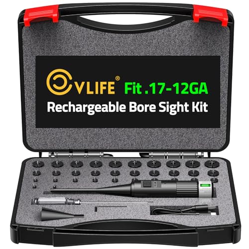 CVLIFE Upgraded Rechargeable Bore Sight Laser with 32 Adapter Kit, Professional Green Laser Bore Sight Kit Fits .17 to 12GA Calibers