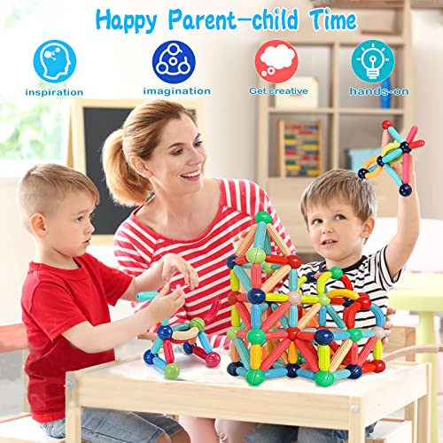 Mkbobean Magnetic Balls And Rods Set, Diy Magnetic Sticks And Balls Building Set, 3D Magnet Learning Education Stem Toys, Toddler Kids Montessori Toys For 3+ Year Old Boys Girls Gifts (48Pcs.) #TOP4