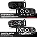 VIPMOTOZ [For 2002-2005 Compatible with Dodge RAM 1500 2500 3500] LED Halo Ring Black Smoke Projector Headlight Headlamp Assembly, Driver & Passenger Side