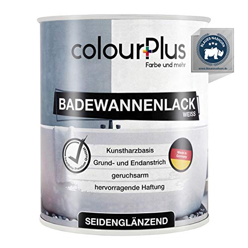 colourPlus Badewannenlack 750ml, Weiß seidenglänzend | Hochdeckende, wasserbeständige Badewannenfarbe,...