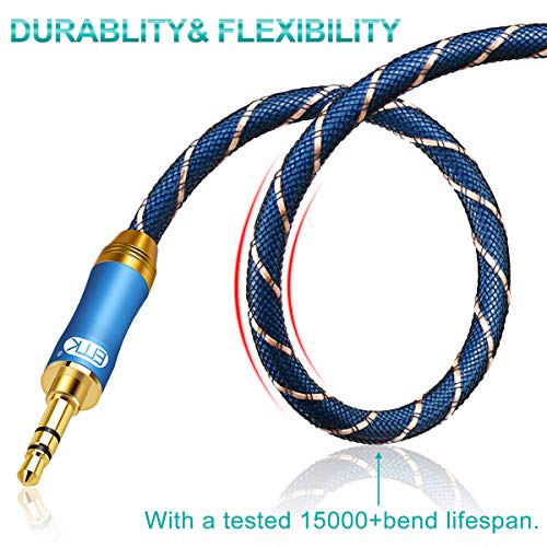Aux Cable,Emk 3.5Mm Nylon Braided Auxiliary Audio Cable [24Kgold-Plated,Hi-Fi Sound Quality] Tangle-Free Aux Cable For Headphones,Laptop,Phones,Tablets,Mp3 Players,Car Stereos And More (3.3Ft/1M) #TOP5
