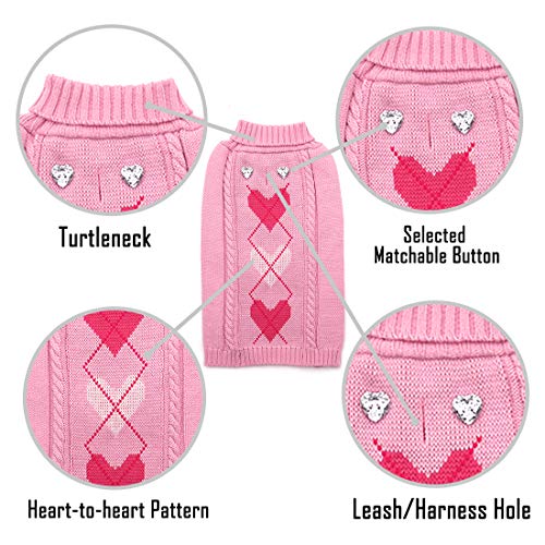 Kyeese Dogs Sweaters Valentine's Day Pink Heart Pattern With Leash Hole Dog Sweater Knitwear Warm Puppy Sweater #TOP4