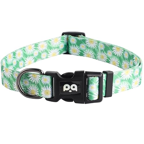 QQPETS Adjustable Soft Dog Collar: Print Flower Pink Multicolor Cute Patterns for XS Small Medium Large Pet Girl Boy Puppy Walking Running Training