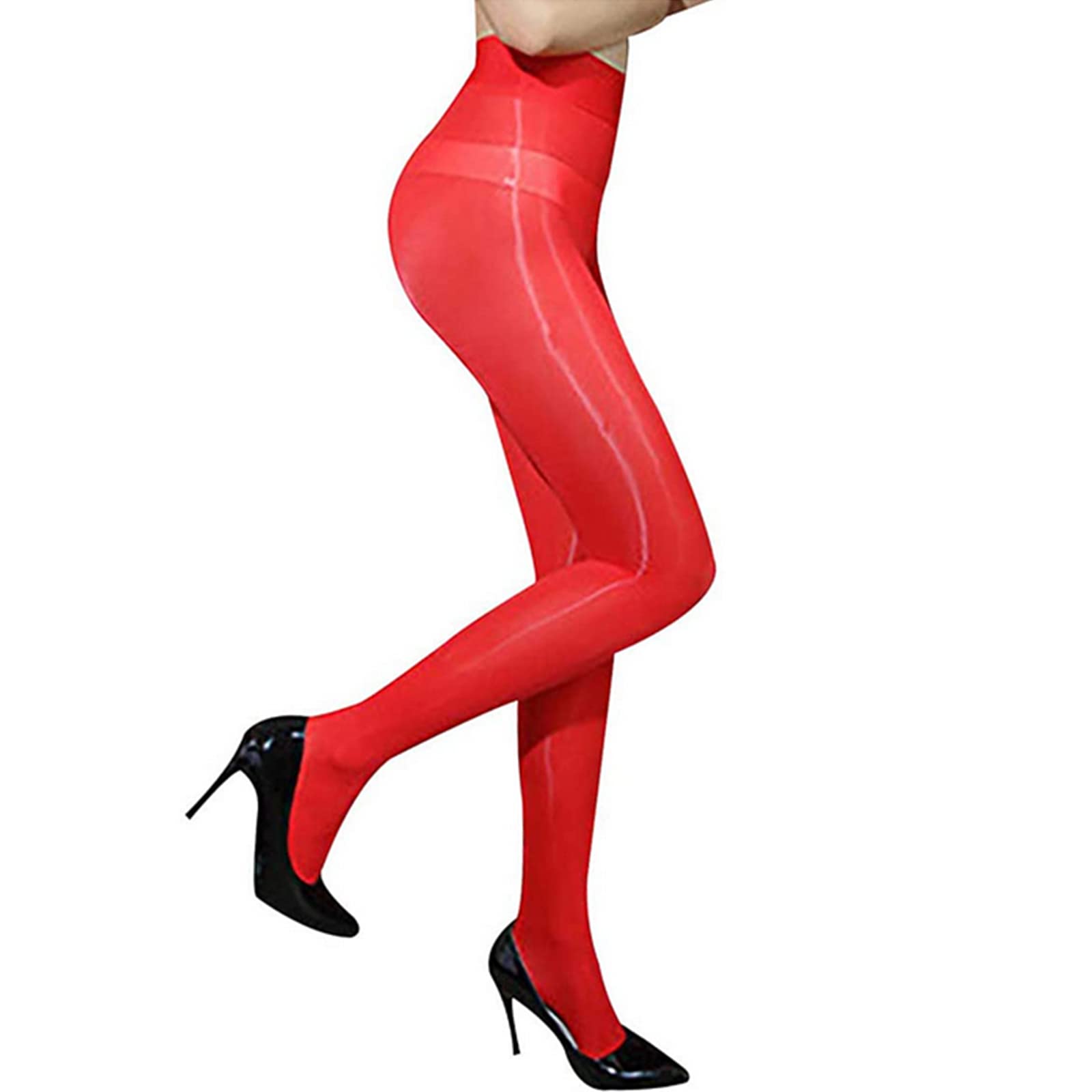 HTRUIYATY Sexy Temptation Tight Transparent Shiny Glossy Open Crotch Stockings High Waist Pantyhose