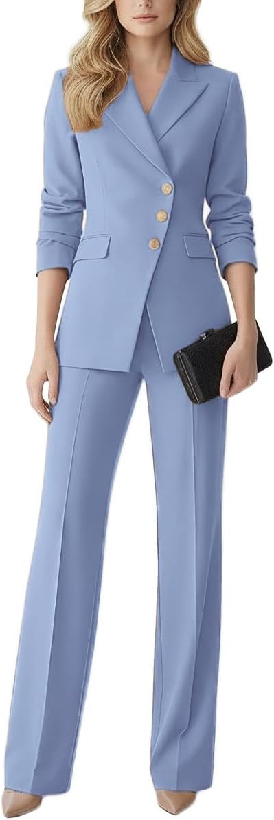 Womens Suit 2 Piece Set Slim Fit Pant Suits for Work Professional Dressy Casual Suiting Business Office Outfits