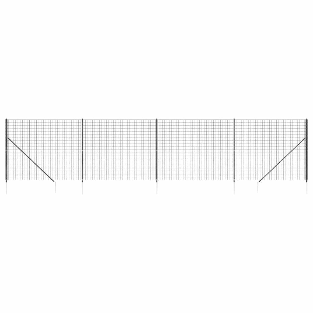 Wire Mesh Fence with Spike Anchors Anthracite 1.6x10 m Galvanised Steel PVC Coated Garden Security Barrier for Property Animal Enclosure