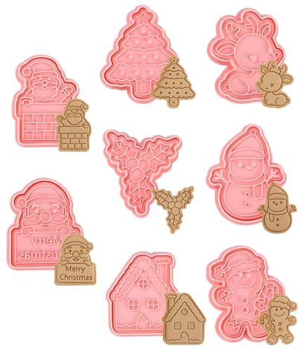 FAOKZE moldes galletas navidad,8 piezas Cortadores de Galletas de Navidad,3D Navidad Moldes para Galletas,para la decoración de pasteles motivo galletas hornear accesorios de cocina