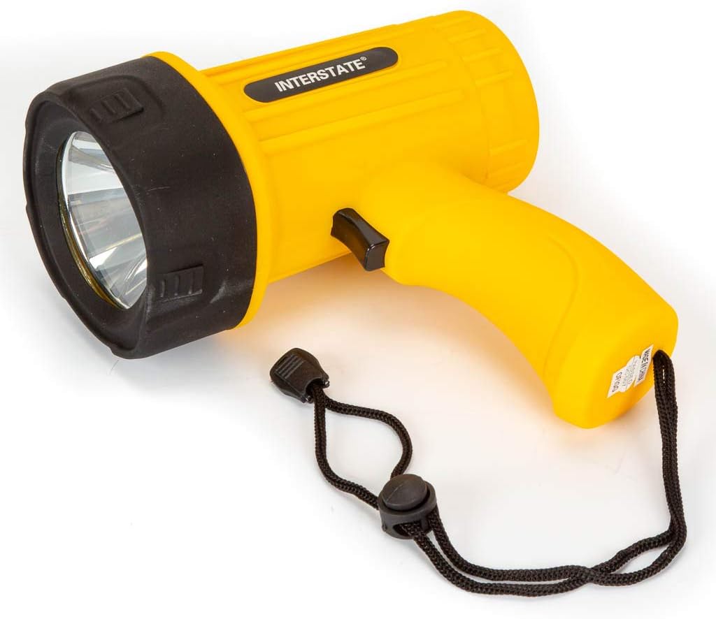 Interstate Batteries 250 Lumen LED Spotlight 5 Watt Yellow Flashlight (LIG7996) Adjustable Wrist Strap Included