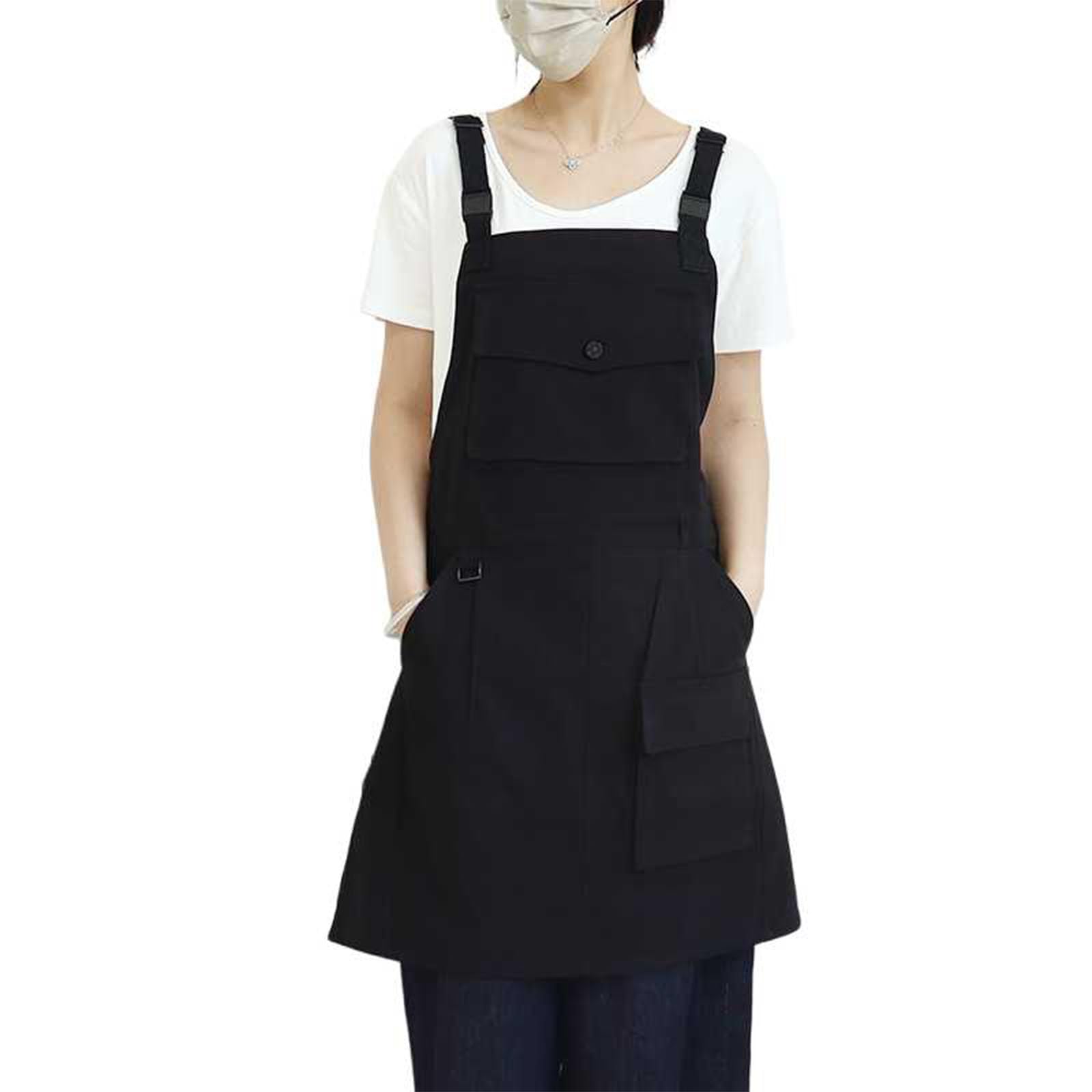 Delantal De Trabajo De Algodón Estilo Japonés Ajustable Espalda Cruzada Delantales De Cocina con Bolsillos Grandes para Hombres Y Mujeres Apto para Cafetería Barbacoa Restaurante