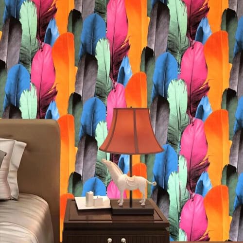 Image of FOKRIM Feather Design Self-Adhesive Wallpaper for Wall Sticker for Home, Living Room, Bedroom, Office | 45x300 cm | Peel and Stick Waterproof Removable Vinyl Wallpaper