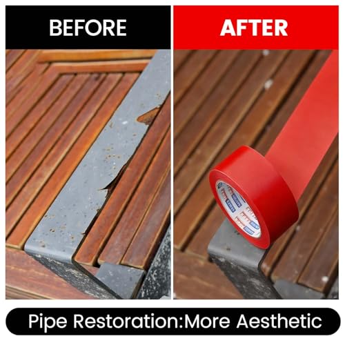 Image of ADHES PVC Pipe Wrap Tape, 2 Inch X 35 Yds, Corrosion Protection Pipe Tape, Weatherproof PVC Tape for Drain Pipe, Metal & Electrical Piping, Underground Pipe, Red