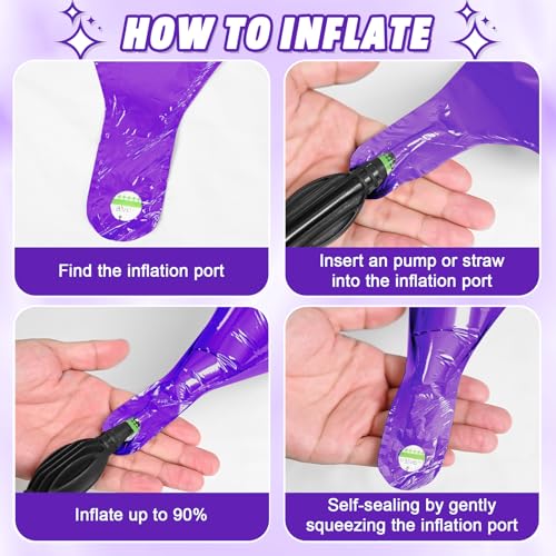 Image of Black Purple Star Balloons,12Pcs Four Angle Star Foil Balloons