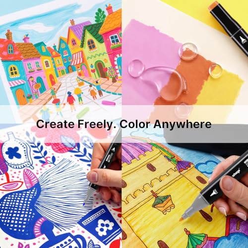 Image of 168 Colours Permanent Marker Set, Felt Pens, Permanent Marker, Twin Tip Highlighter, with Carry Bag for Sketching, Painting, Colouring, Highlighting and Underlining
