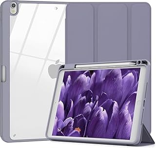 Compatible with iPad Air 3rd Generation Case, iPad Pro 10.5 Inch 2017 Case with Pencil Holder, Clear Back Cover with Stand for iPad Air 3rd Gen 10.5 Inch 2019 (Lavender)