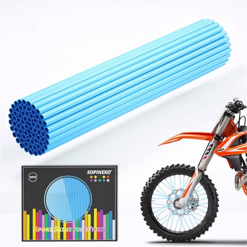 Image of 72Pcs Spoke Skins Covers Spoke Wraps Wheel Decoration for Motorcycle Bicycle Dirt Bike Wheelchair(Sky Blue)