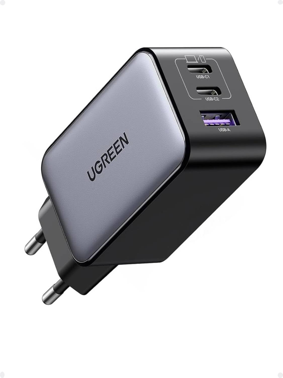 UGREEN Nexode 65W Caricatore USB C Ricarica Rapida Alimentatore (Nero) | 3 Porte PD 3.0 Compatibile con iPhone 17 Pro Max Air 16 15 14 13 PPS 25W Galaxy S26 Pixel 10 iPad MacBook M5 M4 Steam Deck
