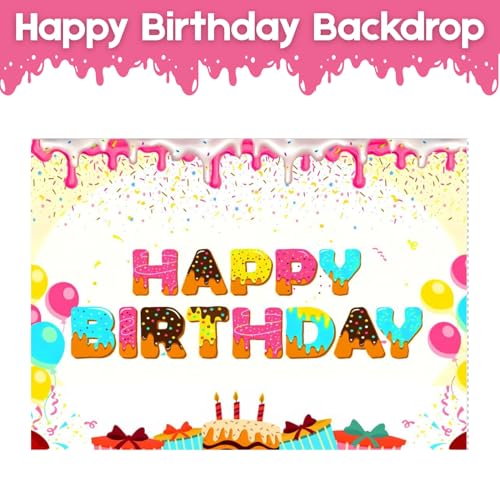 Image of 1 pc Happy Birthday Candy Theme Backdrop (7ft X 5ft) Cloth Curtain Decoration for Kids (Pack of 1)