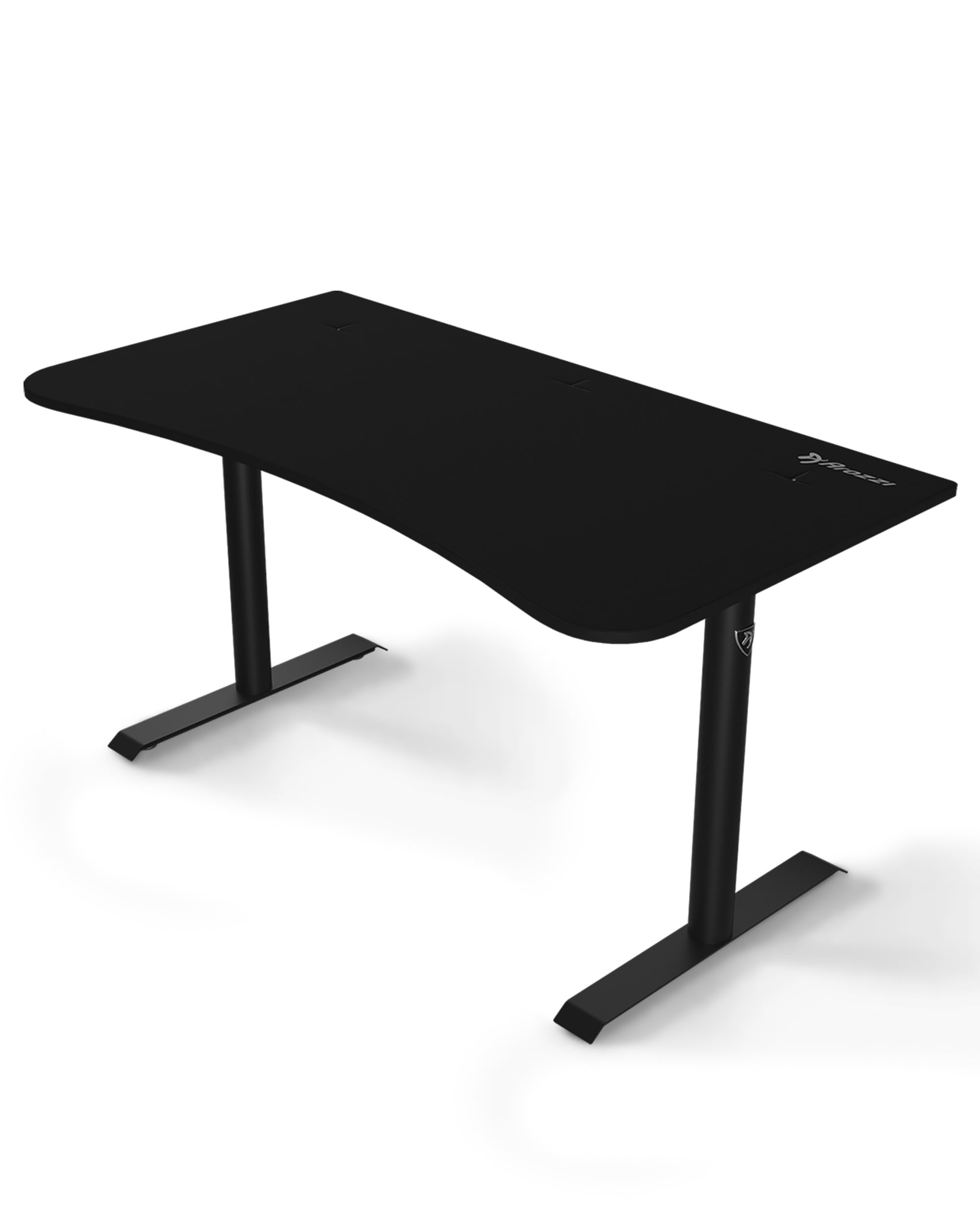 Bureau Gamer Arozzi Arena Medium - 140x76 cm - Bureau Gaming avec Cadre Acier, Rangement pour Câbles et Support Double Écran - Tapis de Souris Lavable Intégral - Noir Intense