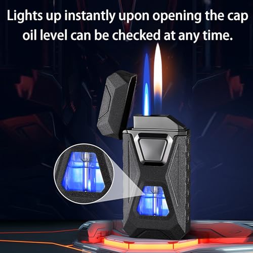 Encendedor a Butano Activado por Voz Negro Doble Llama miniatura 6