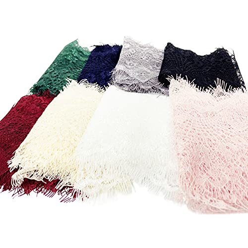 24 Yards Eyelash Lace Trim 3.7" Wide Vintage Floral Lace Fabric 8 Colors For Sewing, Wedding Decoration, Dress Ornament, Floral Designing And Crafts Diy (Multicolor) #TOP2