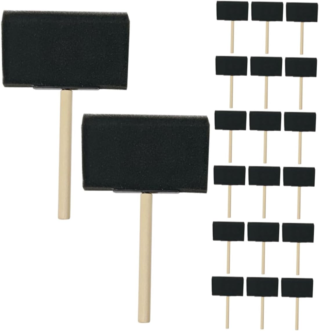 NUOBESTY 25pcs Black Foam Paint Brushes 4 Inch with Wooden Handles for DIY Craft Painting, School Art Supplies Sponge Brushes for Painting and Staining Projects