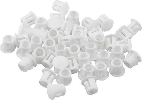Miniatura 5 de Murtenze 60 tapones de agujero blanco de 0.236 pulgadas (14 pulgadas), cubierta de cierre de plástico tipo empotrado, tapón redondo de plástico para