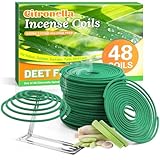 Scent-Hi Citronella Räucherspirale mit Halterung - Zitronengras Coils für Terrasse, Balkon, Garten & Camping, für Sommerabende im Innen- & Außenbereich, 24 Doppelspiralen, teilbar in 48 Spiralen