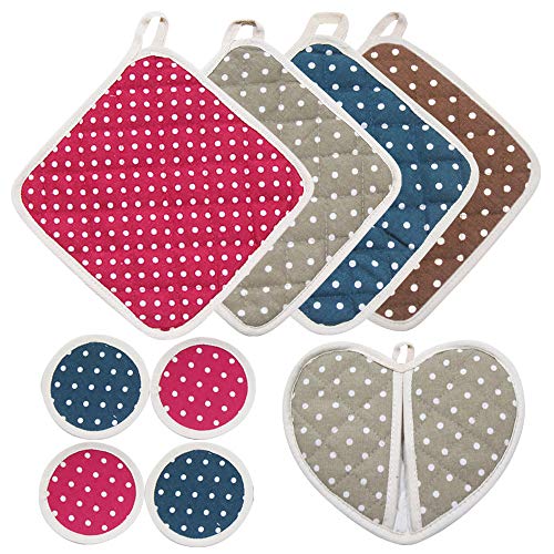 Peakrous Cotton Pot Holder, Hot Pads Oven Mitt Heat Resistant Coasters for Cooking