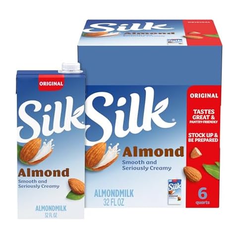 Silk Shelf-Stable Almond Milk, Original, Dairy-Free, Vegan, Non-GMO Project Verified, 1 Quart (Pack of 6) Cover