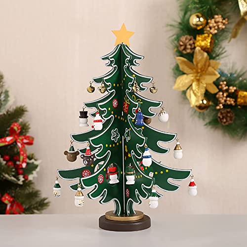 木製クリスマスツリー 約30cm カラフルビーズ付き 木製クリスマスツリー 約30cm カラフルビーズ付き