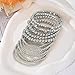 ZOVOLI 12 Pcs Silver Bracelets for Women Strand Bead Ball Bracelets Set Trendy Stretch Stackable Bracelets for Women Fashion Jewelry Gifts