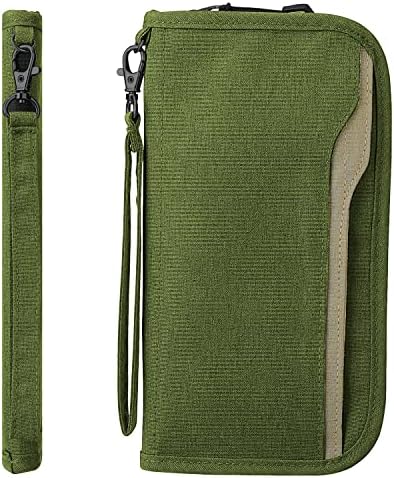 ZOPPEN Rfid Passport Holder Travel Wallet Family Documents Organizer Travel Accessories for 6 Passport, with Vaccine Card Slot Fits 4.3 X 3.5 inches Vaccine Card #06 Green