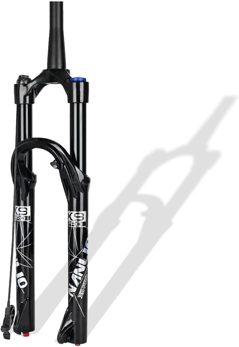 AZQOHMIS 26/27.5/29 Inch Mountain Bike Air Suspension Fork, 140mm Travel, 1-1/8" Straight/Tapered Steerer, 9x100mm QR, Disc Brake, Manual & Remote Damping Adjustment D,29in