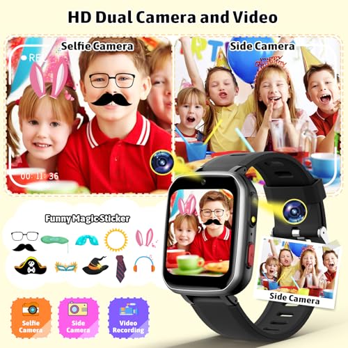 zicor Kids Game Watch Gift with 26 Puzzle Games, Dual Camera, Music Player, Pedometer, Video Recorder, Flashlight, Alarm Clock,Educational Toy for Boys Girls Age 4-12 Years Old,Birthday - Image 5