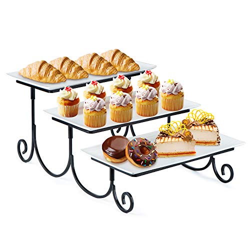 SRIWATANA 3 Tier Dessert Stand for Parties, Tiered Serving Platter Cake Display Tray for Cupcake, Food, Fruit