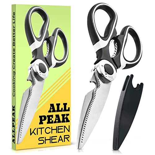 Tijeras Cocina Tijeras de Cocina - Allpeak Tijeras de Cocina Multiusos Profesionales Acero Inoxidable Sharp con Cubierta de Cuchilla para Pollo, Pescado, Carne, Aves, Verduras, Hierbas, Huesos, Nueces Cover