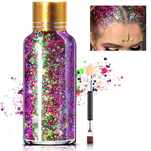 HOSAILY Chameleon Body Glitter Gel Mermaid Sequins Chunky Long Lasting Body Glitter for Body Face Hair Holographic Body Glitter for Halloween Festival Makeup (15# Pink), 1.0 Ounce