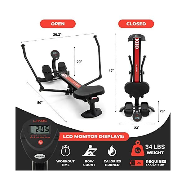 Lanos-Hydraulic-Rowing-Machine-Adjustable-Resistance-Rowing-Machines-for-Home-Use-LCD-Monitor-Compact-for-Home-Workout-Tone-Muscle-Improve-Heart-Health Lanos Hydraulic Rowing Machine | Adjustable Resistance | Rowing Machines for Home Use | LCD Monitor | Compact for Home Workout | Tone Muscle Improve Heart Health