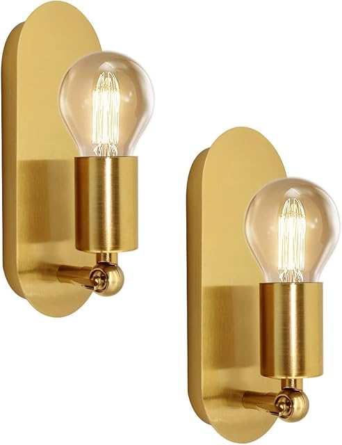 Vintage Sconce Wall Light, 2 Pack Industrial E27 Wall Lamp, Metal Indoor Wall Lamp, Retro Gold Vintage Wall Mount Lamp, Antique Brass Loft Sconce, Adjustable Wall Lamp Metal Wall Sconce