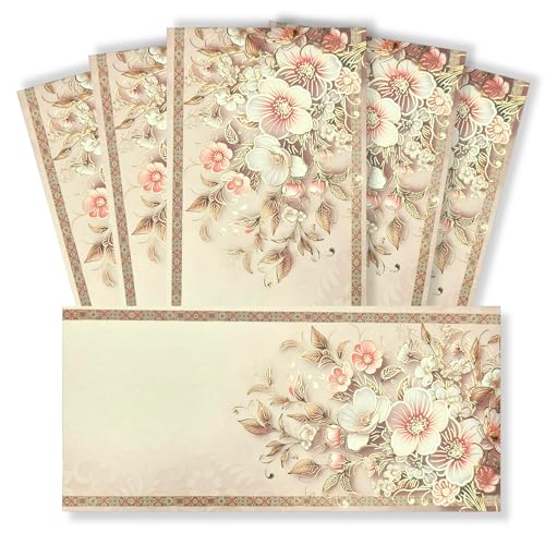 Image of Fonsie cash shagun fancy design envelopes pack of 75 for gifting money on wedding gift, baby shower, shagun, family gatherings(Floral).