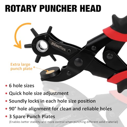 Foto de KingTool Juego de perforadores de cuero, perforadora rotativa súper resistente, herramienta para hacer varios tamaños de agujeros (imagen 5)