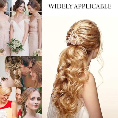 Image of MAYCREATE 5Pcs Flower Tassels Hair Pin Crystal Rhinestone Pearl Headpiece Drop Earrings Retro Brides Hair Accessories for Women Girls