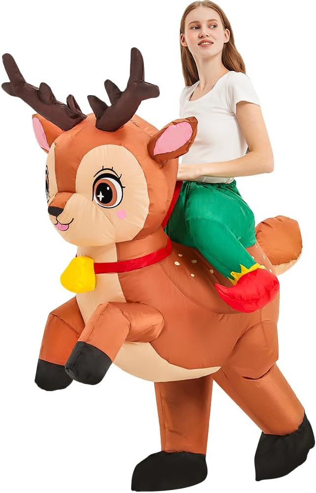 JUROSAICA Inflatable Reindeer Costume Adult Blow Up Elk Deer Costumes Riding ...